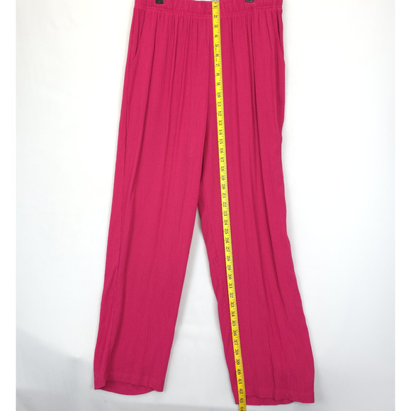 Sag Harbor 2 Pcs Set Pants & Tunic Embroidered Gauzy Women 1X Fuchsia Travel - Picture 2 of 14